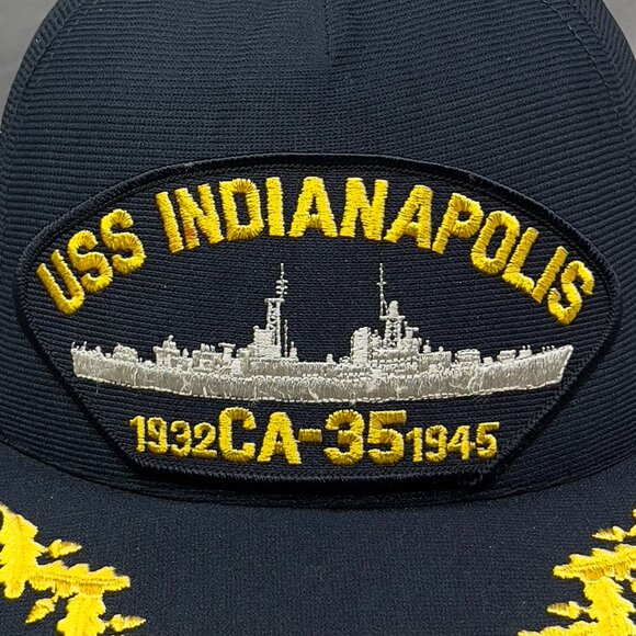 Vtg USS Indianapolis Snapback Hat Navy Battleship Military Scramble Eggs Mens - Picture 9 of 16
